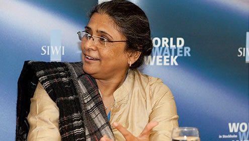 Sheela Patel, chair of SDI board, at World Water Week in Stokholm
