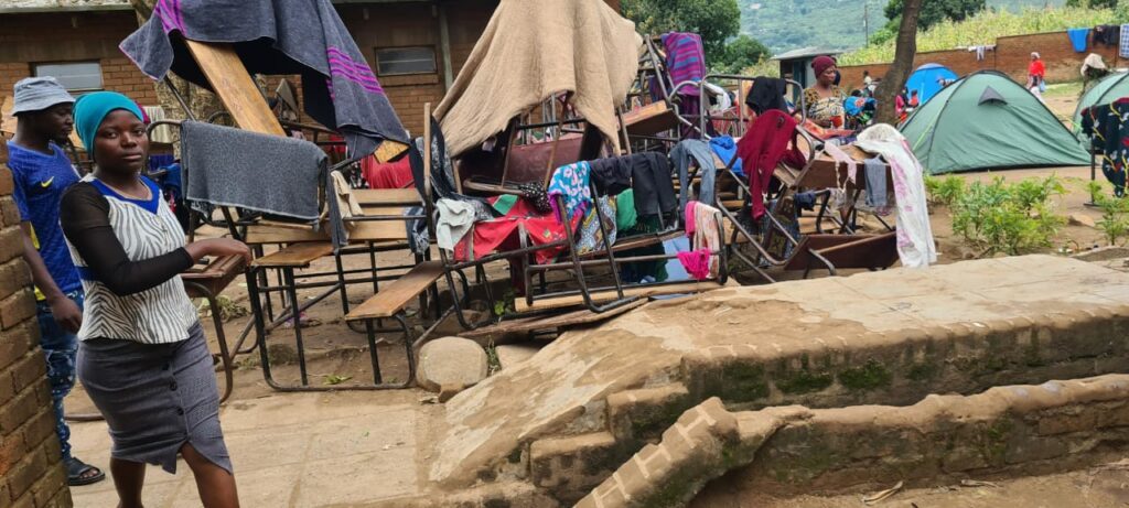 Campsite Blantyre in Malawi, where residents that were affected by Cyclone Freddy have set up camp.